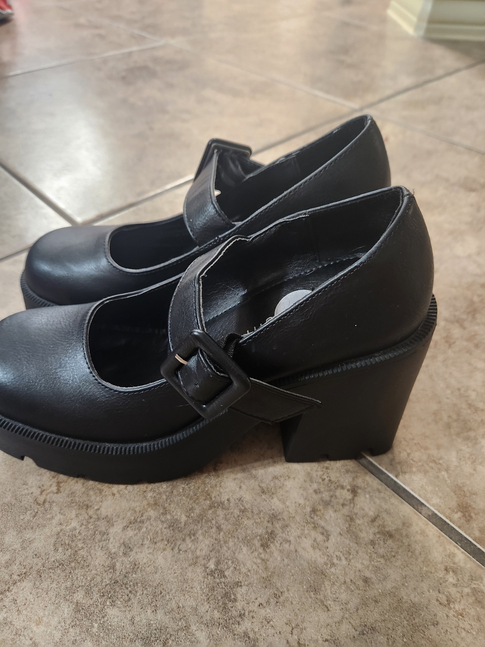 Madden Girl Black Mary Jane Platform Block Heels